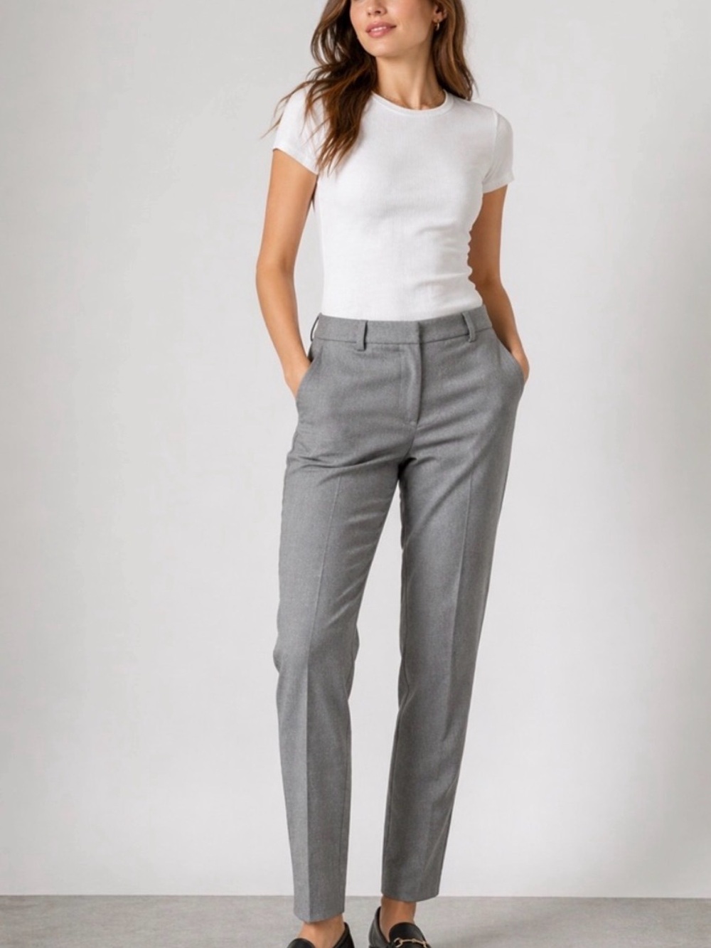 J. Crew Gray Tailored Straight-Leg Trousers